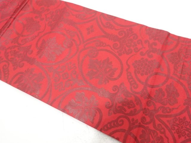 JAPANESE KIMONO / HIRAKI NAGOYA OBI / SILK / GRAPE ARABESQUE